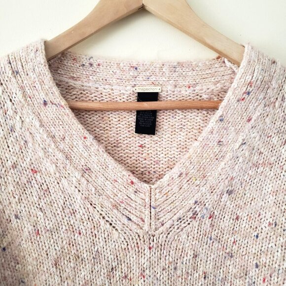 Magaschoni Pale Pink Confetti Speckle Chunky Wool Alpaca Blend Sweater Sz MED - Picture 6 of 16